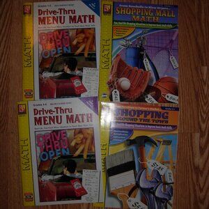 Shopping Mall Math & Drive Thru Math Workbooks Homeschool Gr 3-5